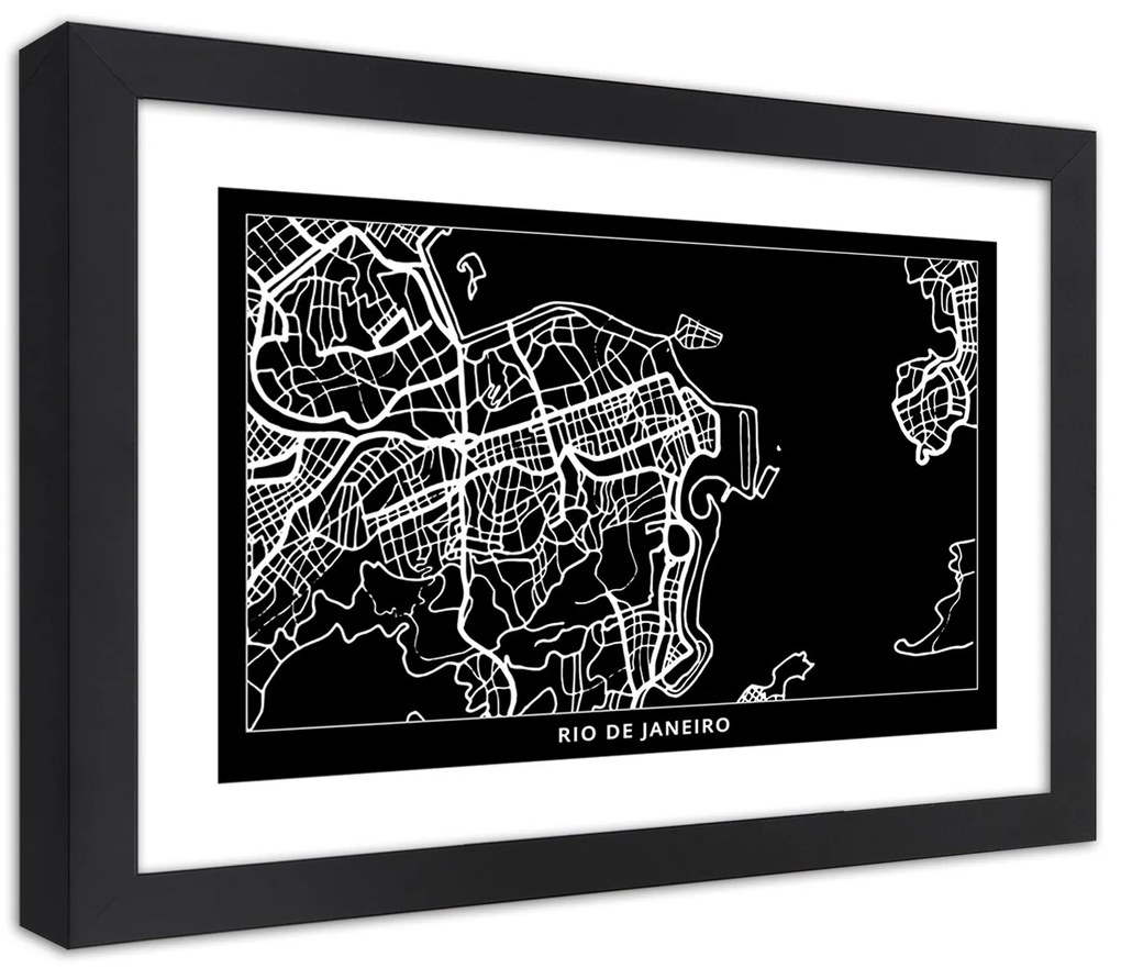 Gario Plagát Plán mesta Rio de Janeiro Farba rámu: Bez rámu, Rozmery: 30 x 20 cm