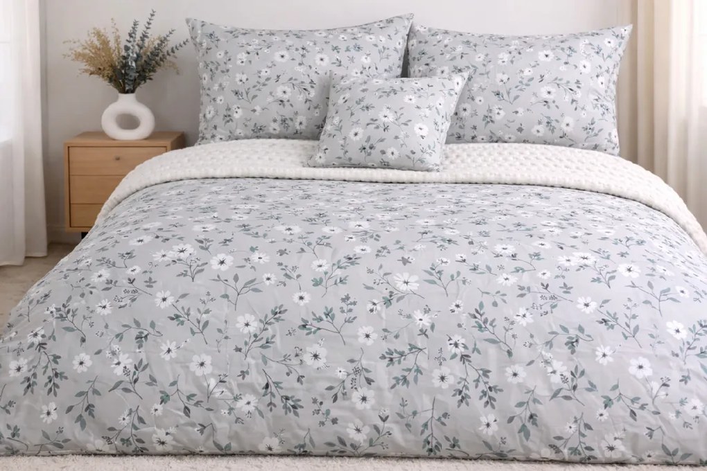 Bavlnené obliečky Sivá lúka 140×200 + 70×90 cm | INTERMEDIC SK