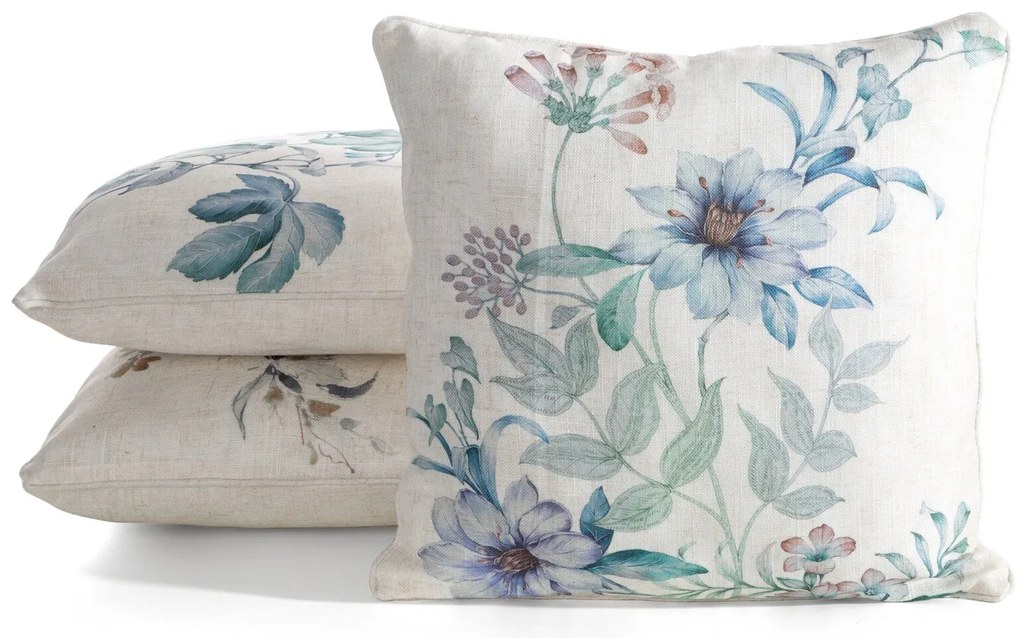 DEKORAČNÁ OBLIEČKA NA VANKÚŠ LEN42 45X45 CM KVETY