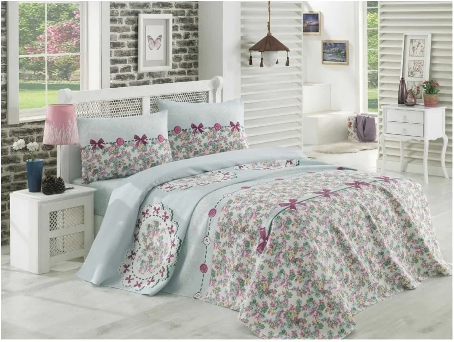 Bavlnená prikrývka cez posteľ na jednolôžko Single Pique Gris, 160 × 235 cm