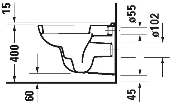 Duravit 25350900002 - Závesné WC D-CODE, keramika, lesklá biela