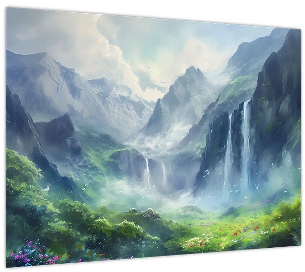 Obraz - Údolie vodopádov (70x50 cm)