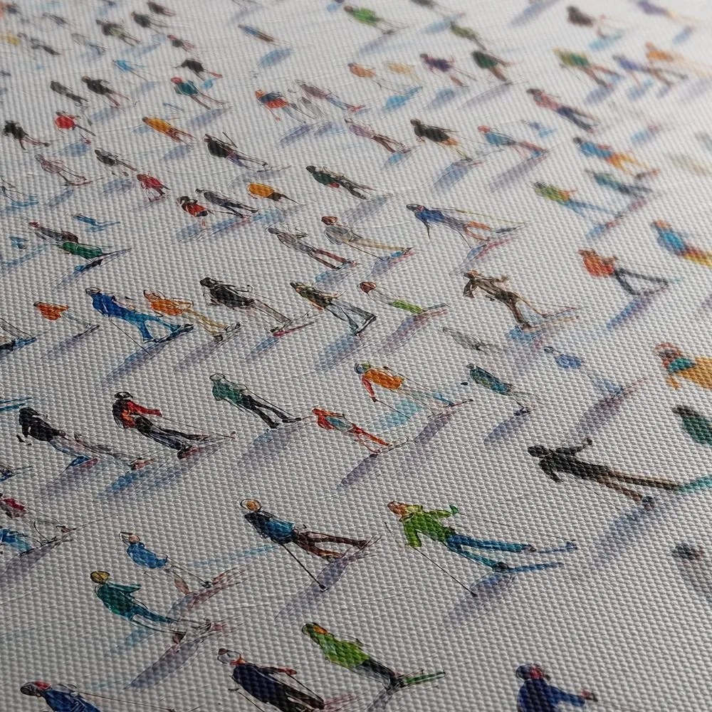 Vianočný obraz zimné radovánky na svahu