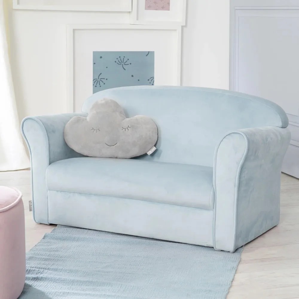 Svetlomodrá zamatová detská pohovka 78 cm Lil Sofa – Roba