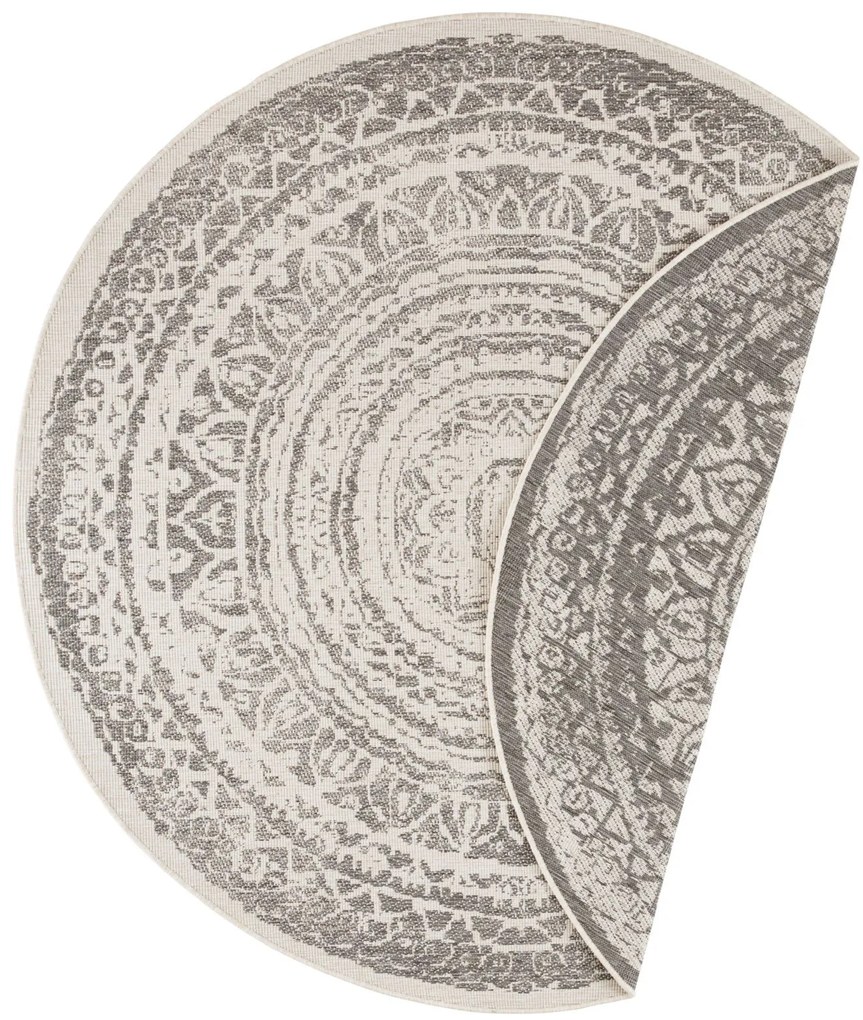 Mujkoberec Original, Kusový koberec Mojkoberec Original Nora 104156 Grey Creme kruh – na von aj na doma, 140x140 (priemer) kruh, šedá, chodba / predsieň