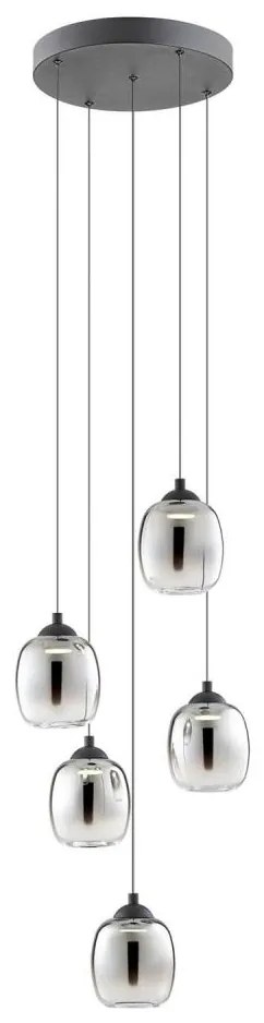 Redo 01-3488 -LED Stmievateľný luster na lanku KHADI 5xLED/5,2W/230V čierna/dymová