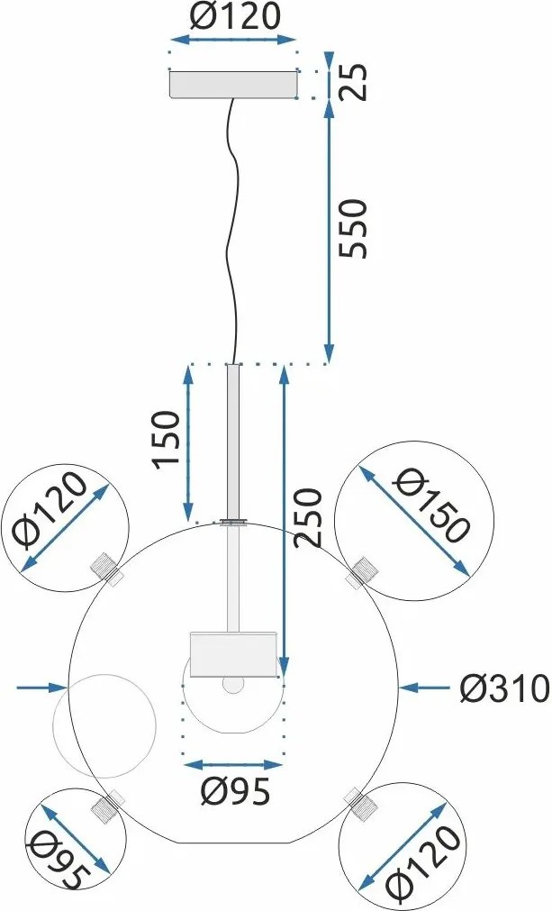 Toolight - LED stropná lampa 5W APP650-CP, zlatá, OSW-08198