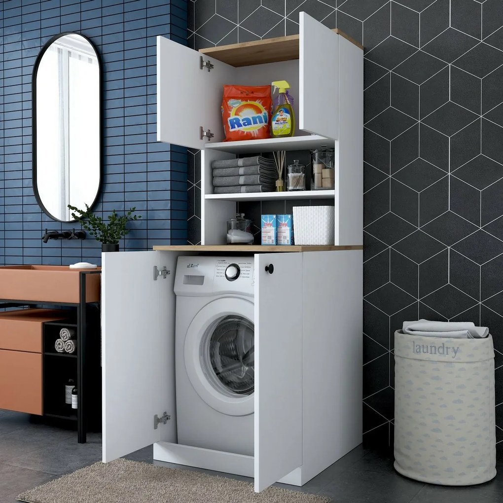 Skriňa nad práčkou Kira White a Walnut