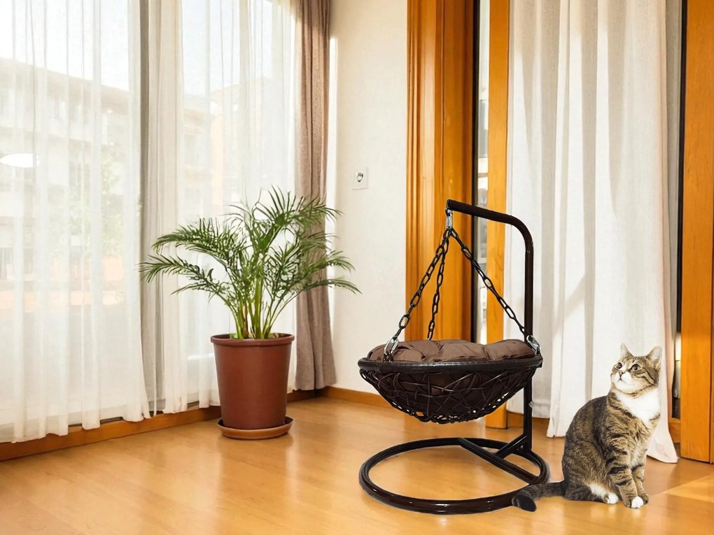 Závesné hojdacie kreslo pre mačky LILY - hnedé