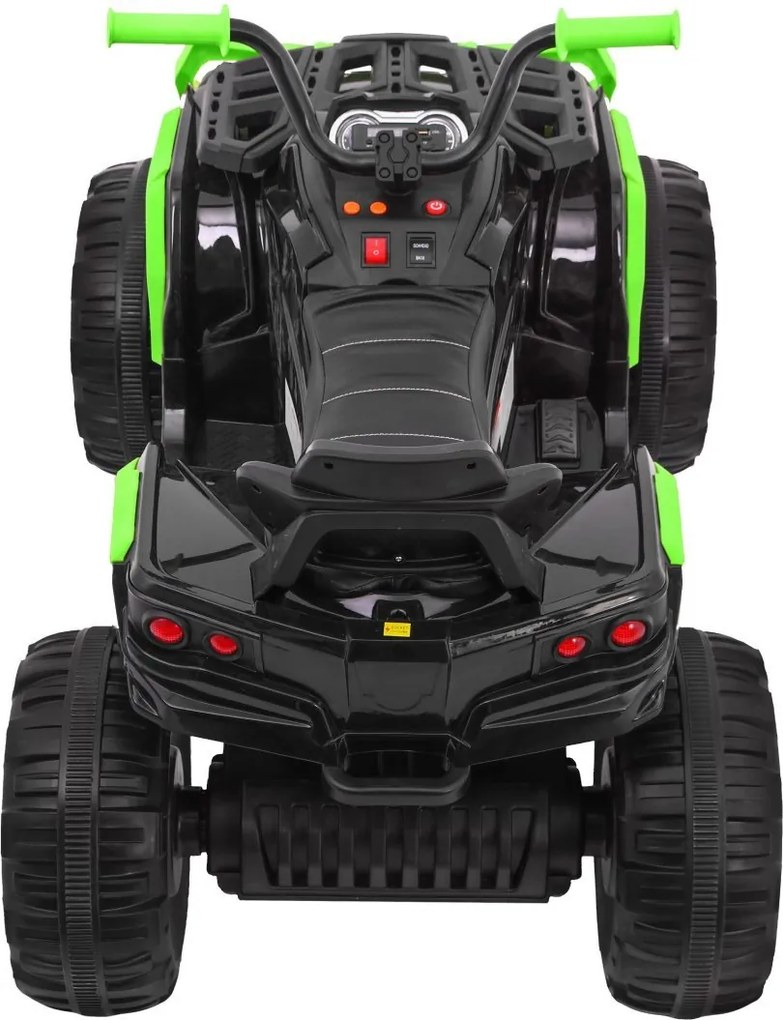 Ramiz Štvorkolka ATV 2,4 GHz na batériový pohon pre deti čierna a zelená + diaľkové ovládanie + EVA kolesá + MP3 rádio + pomalý štart