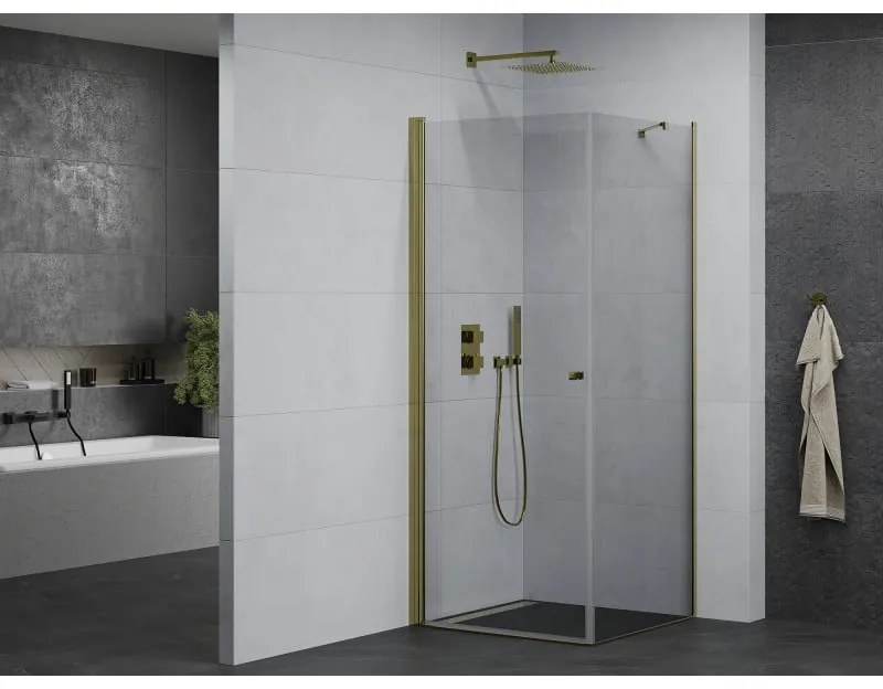 Mexen Pretoria sprchovací kút 90x90cm, číre sklo/zlatý profil, 852-090-090-50-00