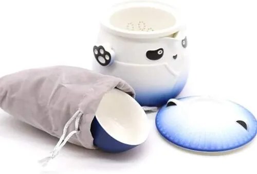 Čínska čajová súprava Panda modrá 500ml