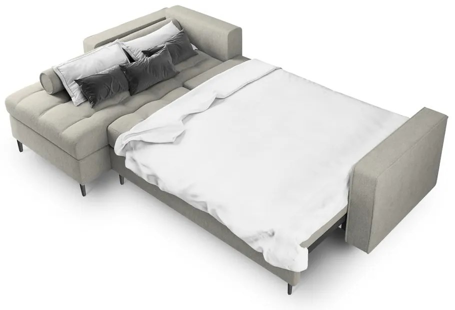 Svetlosivá rozkladacia rohová pohovka Milo Casa Santo, ľavý roh