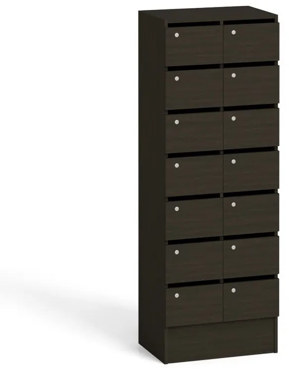 Skriňa s poštovými priehradkami, 14 priehradiek, wenge