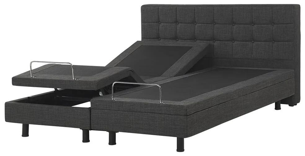 Čalúnená nastaviteľná posteľ 160 x 200 cm sivá DUKE Beliani