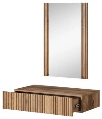 Nástenná polica + nástenné zrkadlo WITH dub wotan