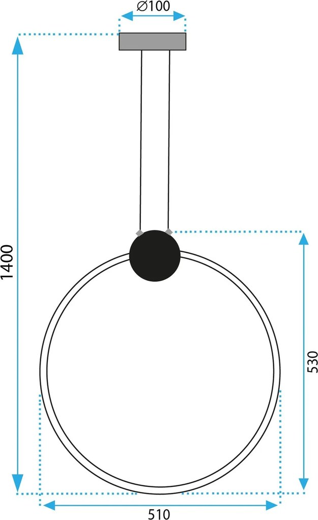 Toolight Toolight, LED stropné svietidlo 50cm 23W 4000K APP1398-CP. čierna, OSW-00956