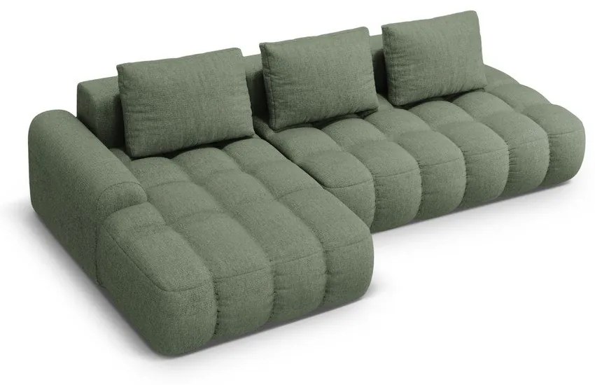 Zelená rozkladacia/s úložným priestorom rohová pohovka (ľavý roh/s leňoškou) Linz – Cosmopolitan Design