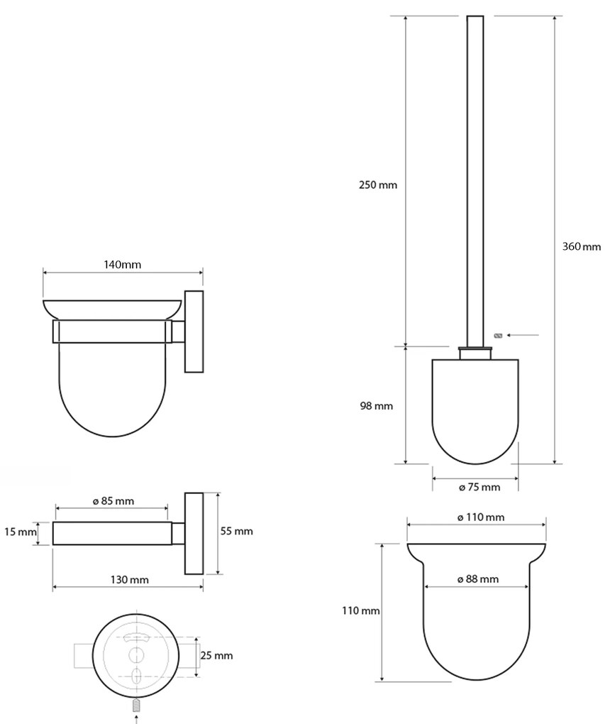 Sapho, X-STEEL WC kefa závesna, mliečne sklo, nerez mat, XS301