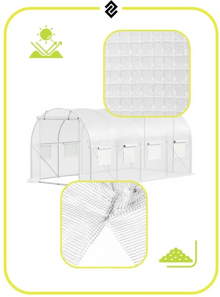 Springos Záhradný skleník / fóliovník 4 × 2,5 × 2 m GT0009 UV-4, 140 g/m²