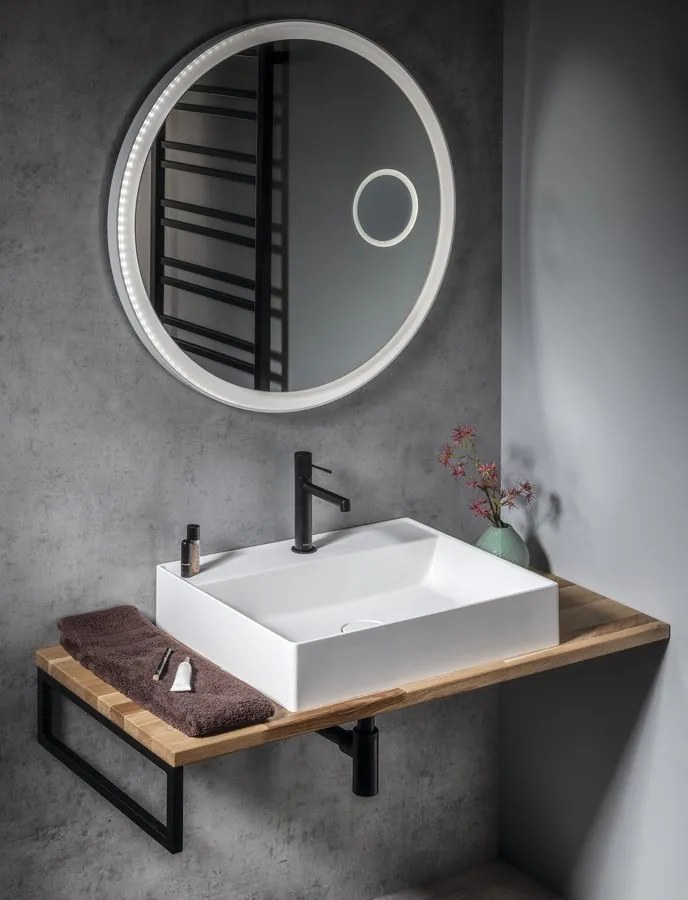 Sapho Sapho, FLOAT okrúhle LED podsvietené zrkadlo, ø 80 cm, kozm. zrkadlo, IR senzor, 3500-6500°K, biely, FT800