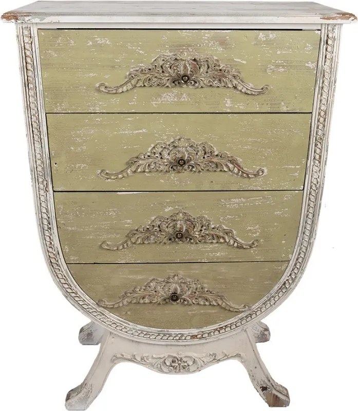 Chest Of Drawers 81x36x113 Cm White Green Wood - 81*36*113 cm