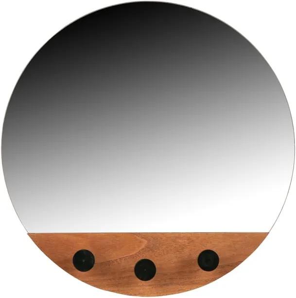 Nástenné zrkadlo s tromi háčikmi WOOOD Tyler, ø 40 cm
