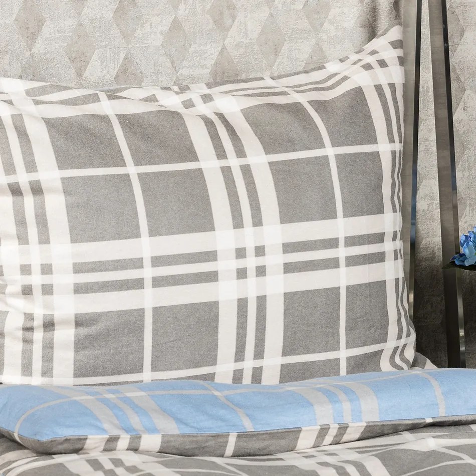 4Home Flanelové obliečky Modrá kocka, 160 x 200 cm, 70 x 80 cm