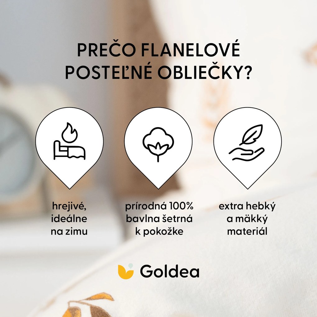 Goldea flanelové posteľné obliečky - jesenné tekvice a lístky 220 x 200 a 2ks 70 x 90 cm