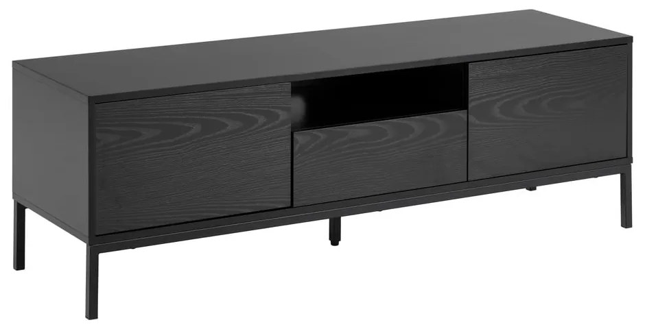 Čierny TV stolík v dekore jaseňa 140x45 cm Seaford – Actona