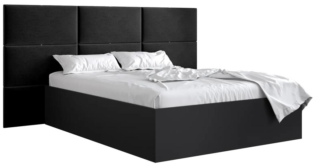 Manželská posteľ s čalúneným čelom 160 cm Brittany 2 (čierna matná + čierna) (s roštom). Vlastná spoľahlivá doprava až k Vám domov. 1045940