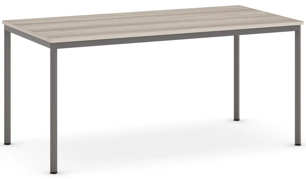 Jedálenský stôl, 160x80 cm, tmavo sivá podnož, dub prírodný