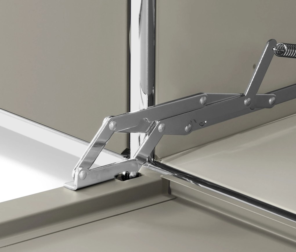 Nízky kovový stolík »CN3« s 3 výklopnými priečinkami, svetlosivý