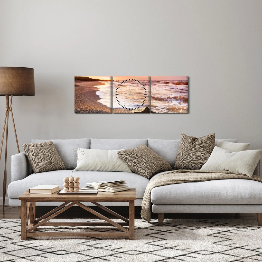 Obraz - More (s hodinami) (90x30 cm)