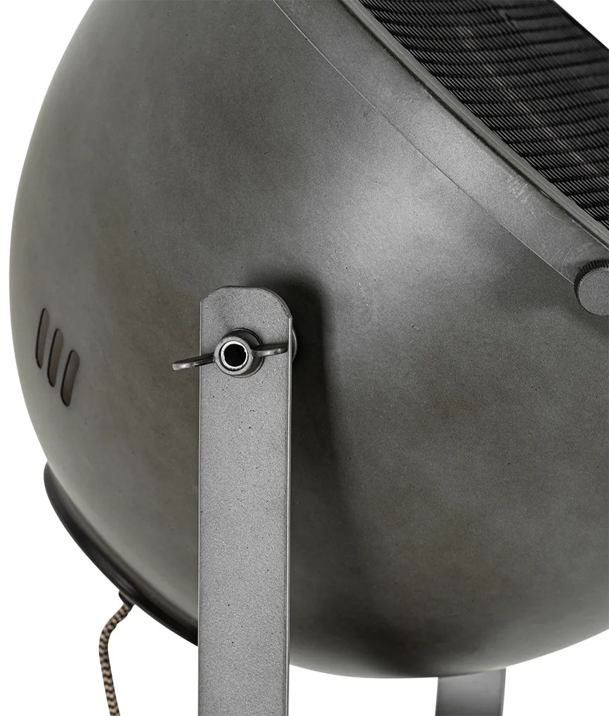 Priemyselná stojaca lampa trojnožka oceľ s dreveným sklonom - Emado