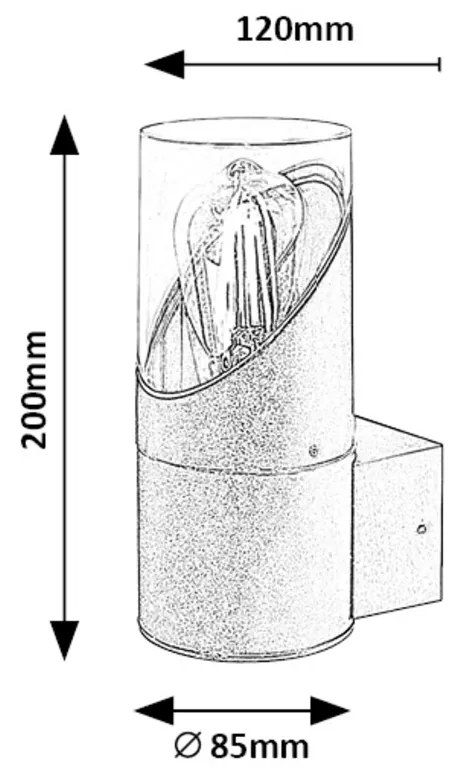 RABALUX Záhradné nástenné hliníkové svietidlo NOVIGRAD, 1xE27, 28W, čierne