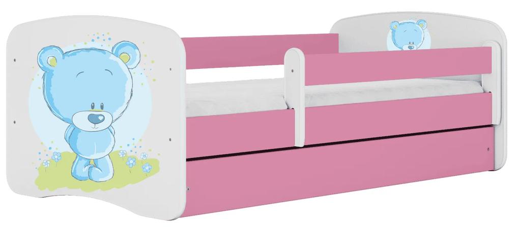 Letoss Detská posteľ BABY DREAMS 160/80- Modrý Macko Ružová S matracom Bez uložného priestoru