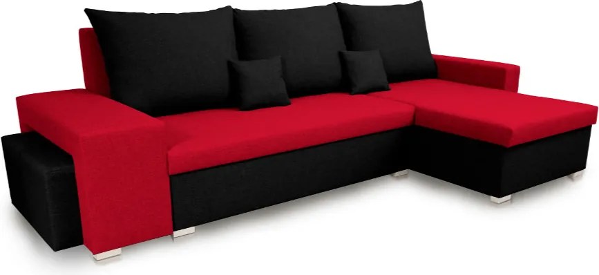 Rohová sedacia súprava s funkciou spania PETR Červená/čierna
