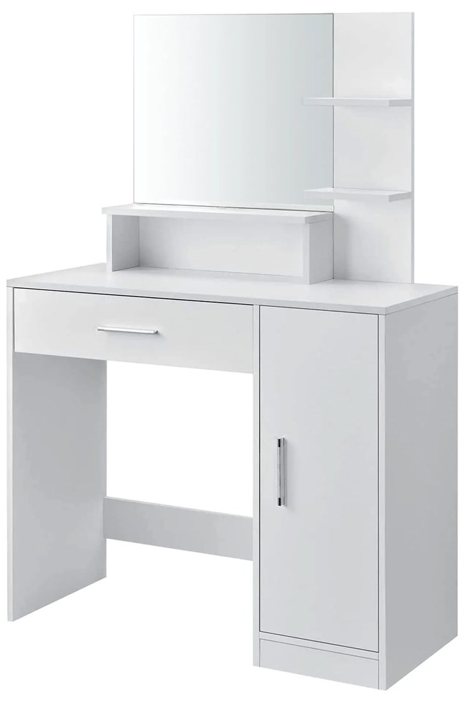 ModernHome Moderný biely toaletný stolík so zrkadlom