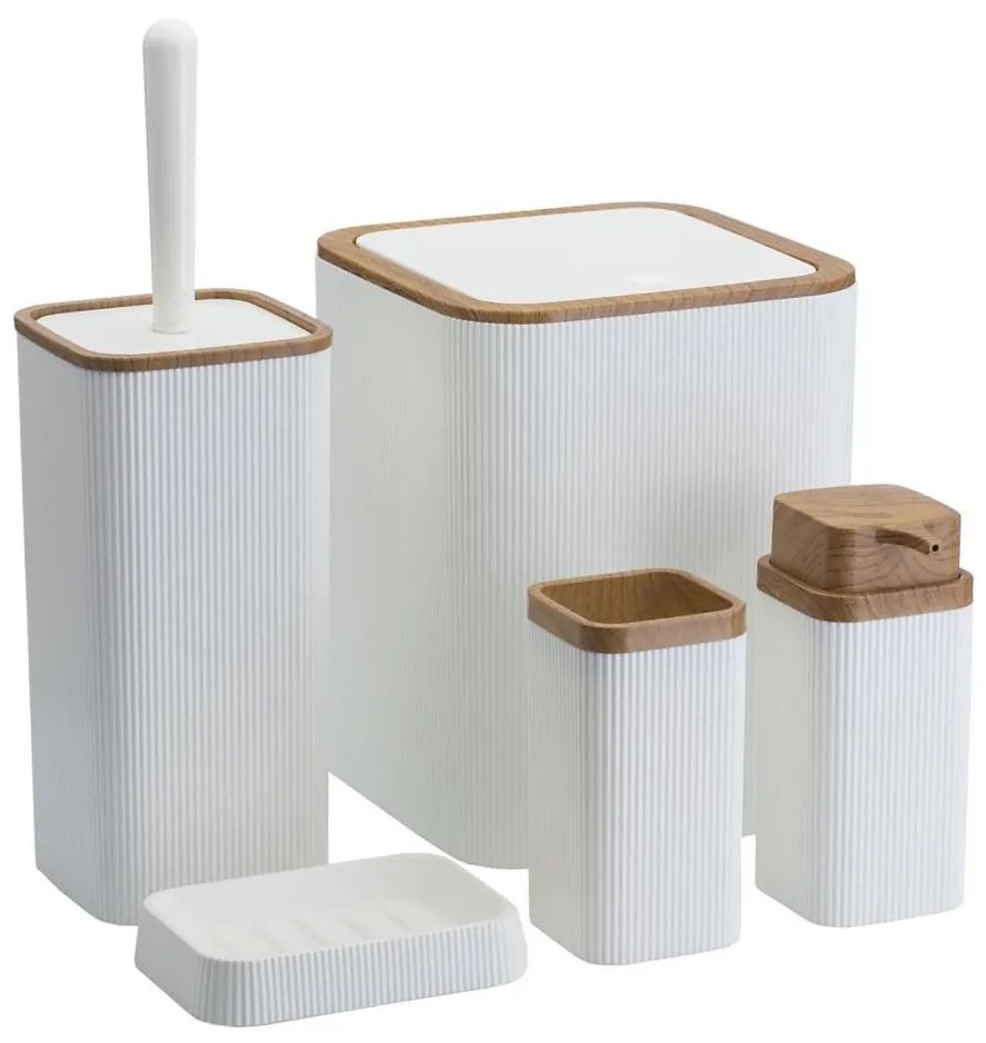 Kúpeľňový set ZOYA 5 ks biela/hnedá