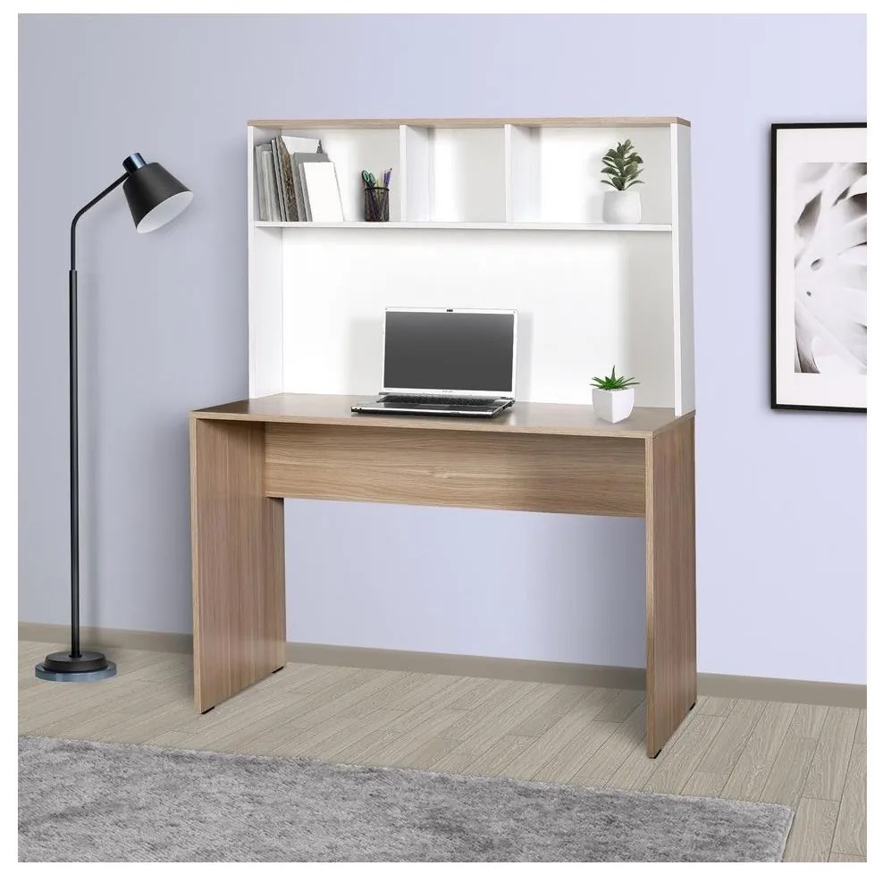 Adore Furniture Pracovný stôl 149x110 cm biela/hnedá 479ADR1707