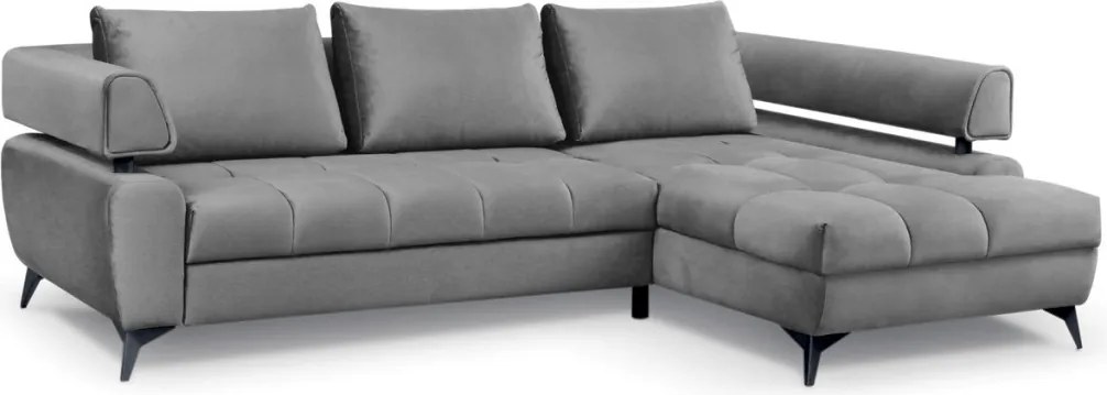 Rohová sedacia súprava Paris, stredne šedá látka, pravý roh