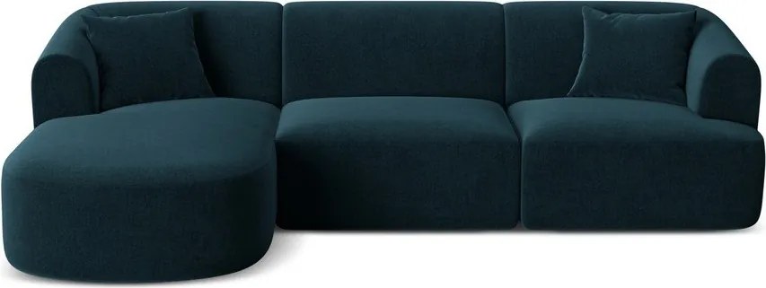 Zamatová rohová pohovka v petrolejovej farbe (ľavý roh/s leňoškou) Campi – Cosmopolitan Design