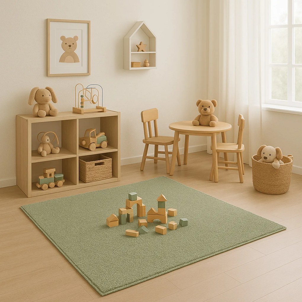 AladinWorld Expres, Kusový koberec Velur Ultra olivový štvorec, 400x400, zelená, obývacia izba