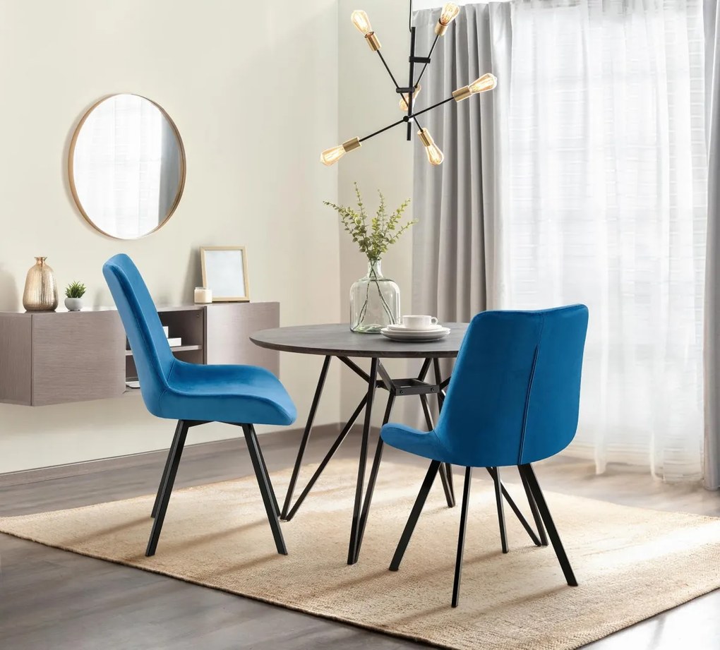 Jedálenská stolička Lewes - zamat - Tmavo modrá