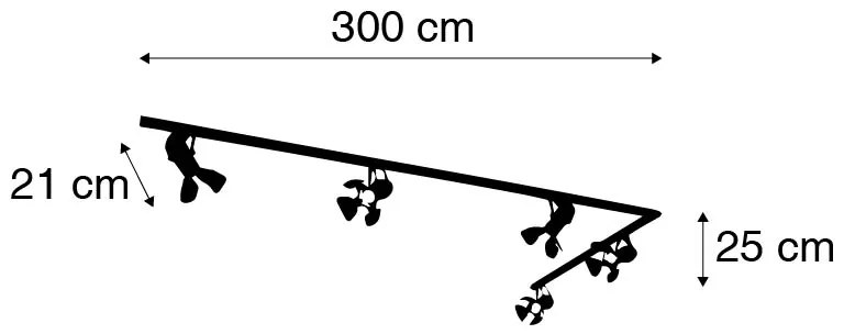 Koľajnicový systém s 5 reflektormi čierny - Movie