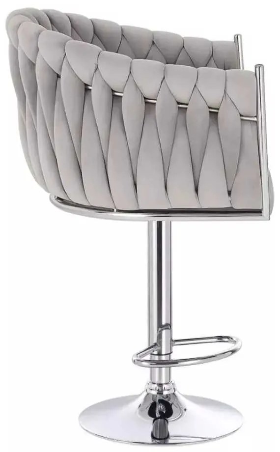 LuxuryForm DESIGN Barová stolička NORDEN VELUR na striebornom tanieri - svetlo šedá