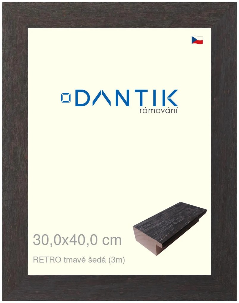 DANTIK rám na obraz 30x40 | RETRO tmavě šedá (Plexi Čiré)