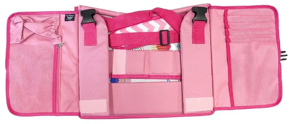 Prenosný detský stolík do auta s vreckami, pink