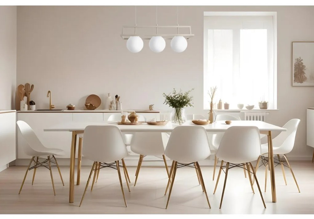 Závesné svietidlo Florence, 3x biele sklenené tienidlo, be/g